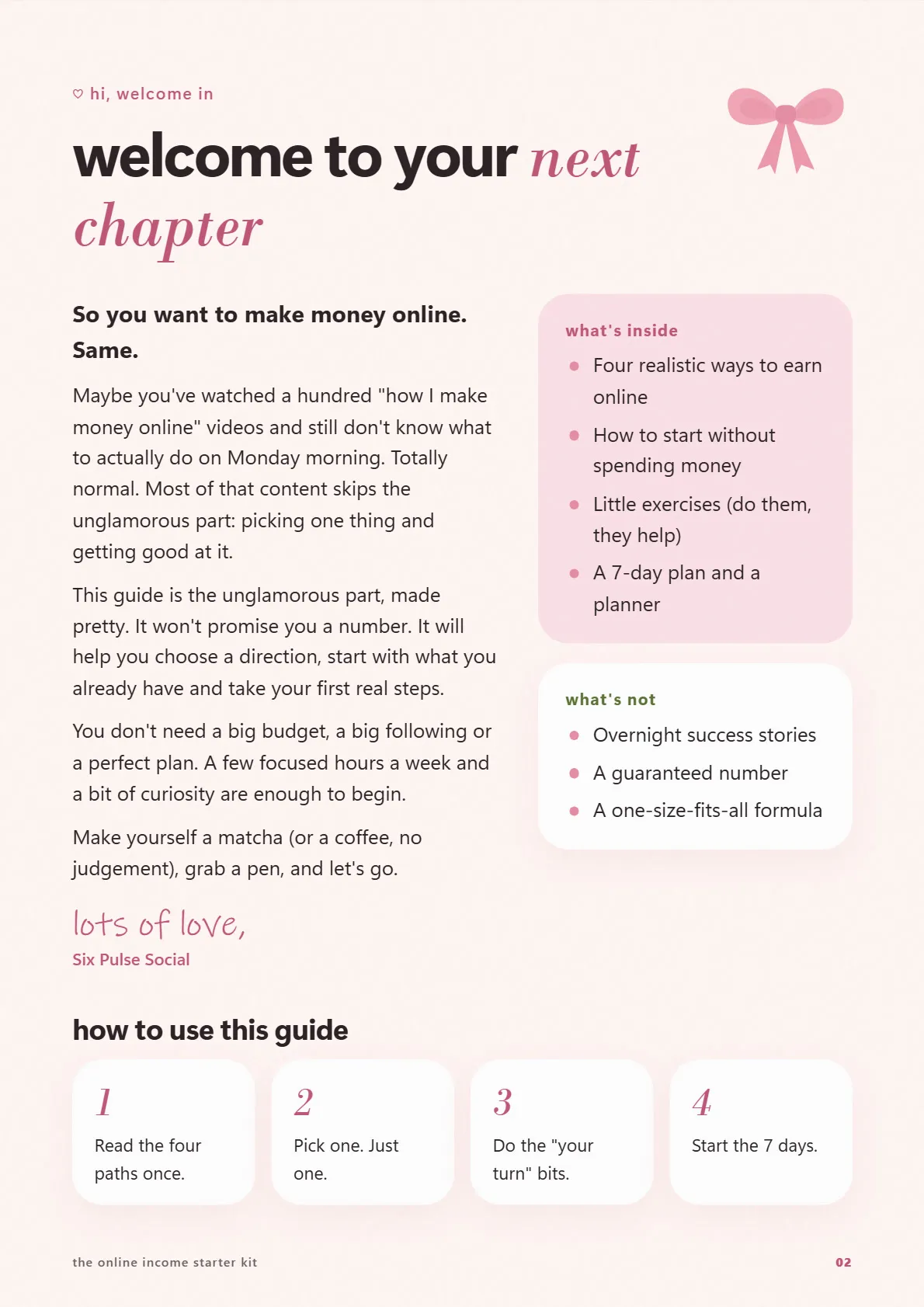 Starter Kit page 2: Welcome to your next chapter