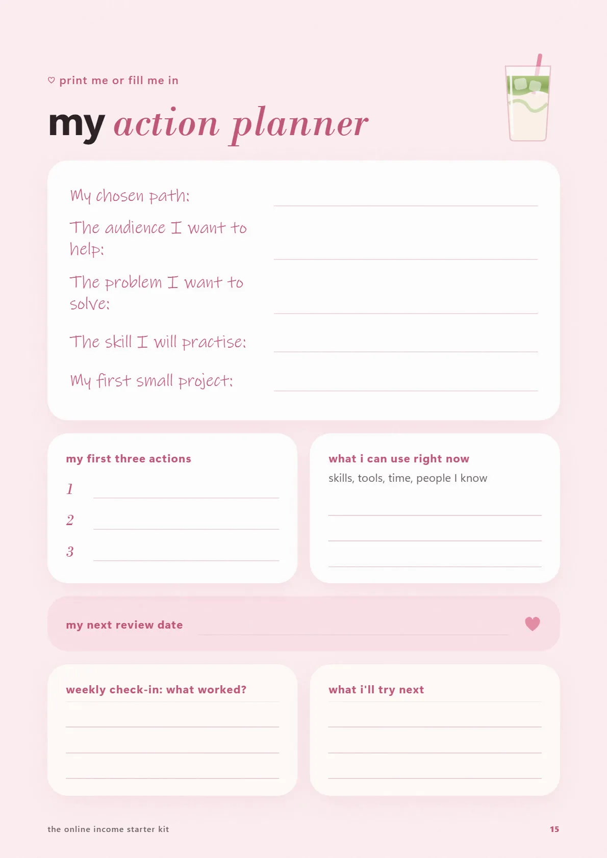 Starter Kit page 15: Your action planner